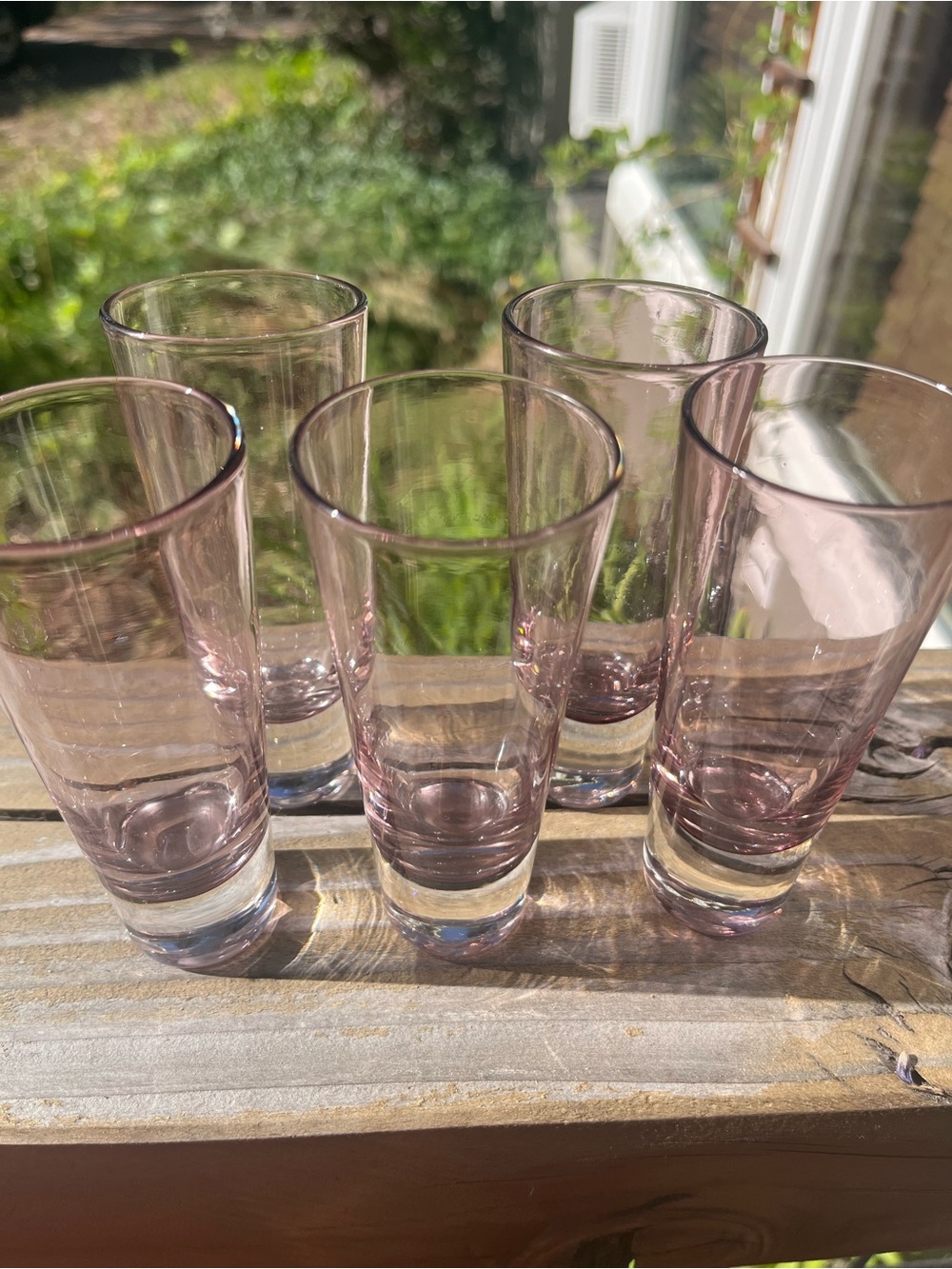 Set of 5 Vintage Pale Pink Double Shot Glasses Beautiful!